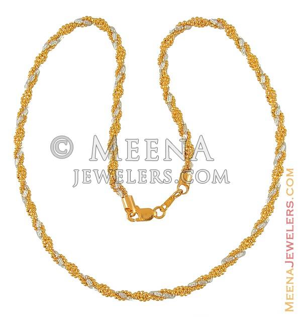 Two Tone Twisted Chain (22k gold) ChFc6848 22Kt Gold fancy Two Tone