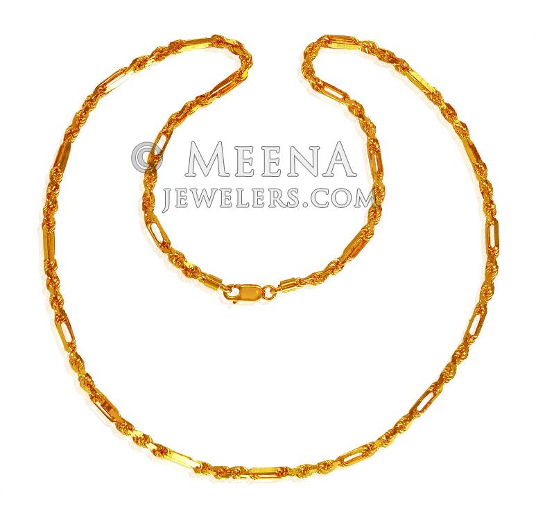22Kt Gold Cartier Rope Chain 22In - ChMs20146 - 22K Gold Cartier rope ...