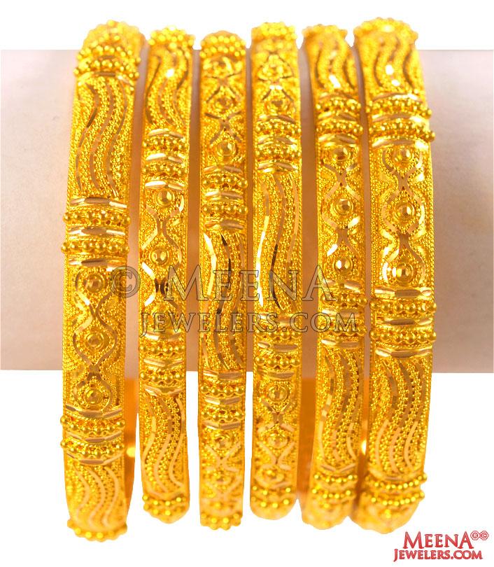 22K Gold Bangles Set (6 pcs) BaGo26717 22K Gold Bangles Set (6 pcs