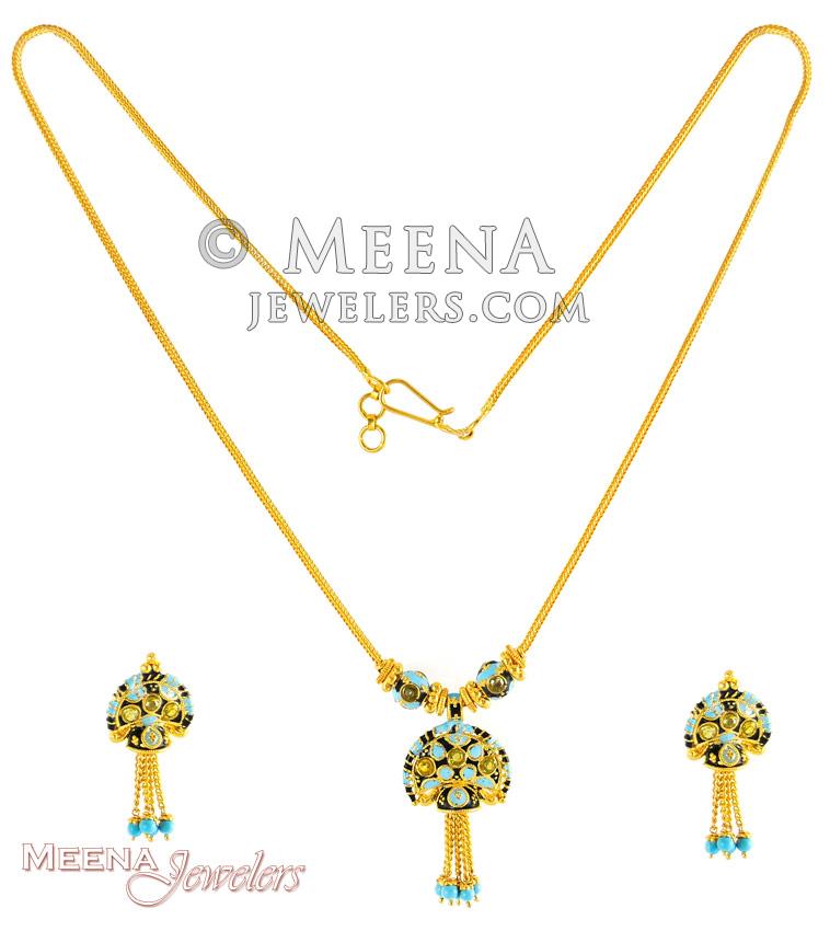 Gold (22k) Designer Necklace Set - StGd3019 - 22K Gold Designer ...