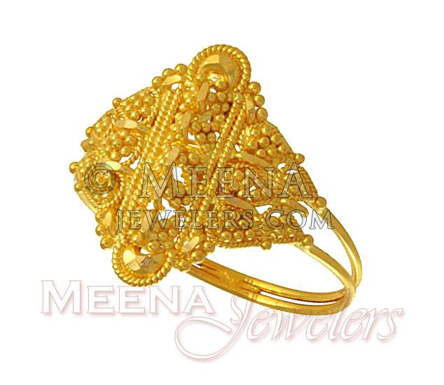 22Kt Gold Ladies Filigree Work Ring - RiLg2321 - 22Kt Gold Ladies ...