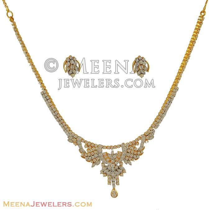 Fancy signity necklace set (22k gold) - StGd6800 - 22k Gold fancy three ...