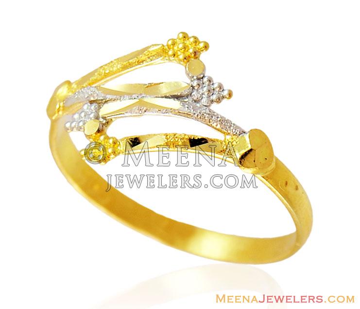 Fancy Two Tone Gold Ladies Ring - RiLg15184 - 22K Ladies Fancy Ring ...