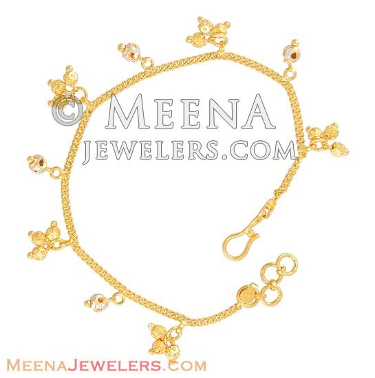 Gold Bracelet with Charms BrLa6236 22k Gold indian style bracelet