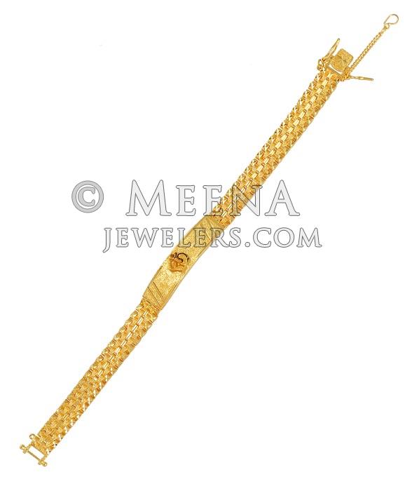 Mens Gold Om Bracelet BrMb4614 22K Gold Men's Bracelet with holy Om