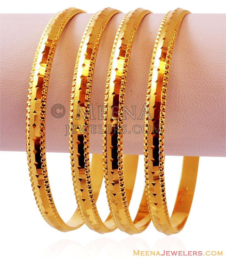 Gold Machine Bangles Set (4PC) - BaGo17031 - 22K Gold bangles set(4 Pcs ...