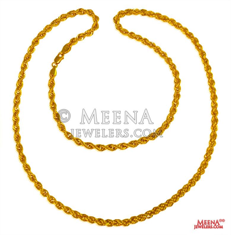 22 Kt Hollow Rope Chain (26 Inches) ChPl24938 US 1,180 Hollow 22 Kt Hollow Rope Chain (26 Inches) ChPl24938 US 1,180 Hollow