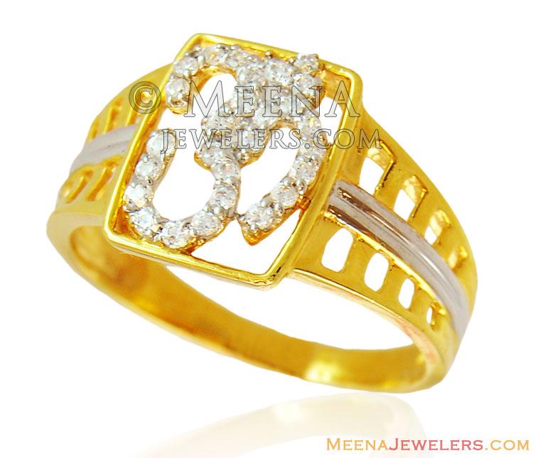 Mens Om Signity Ring 22k Gold - riwb15250 - 22kt Gold Mens Designer Om ...