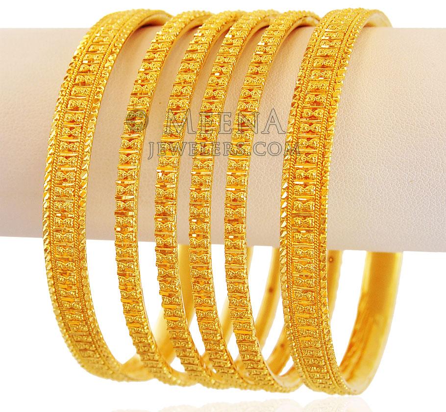 22K Gold Bangles (Set of 2) BaSt18073 22K Indian design yellow gold