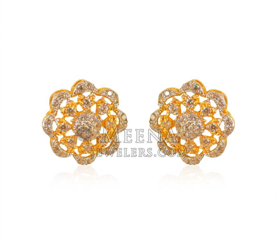 22K Fancy CZ Earrings ErPs23217 22K Gold earrings. Earrings are