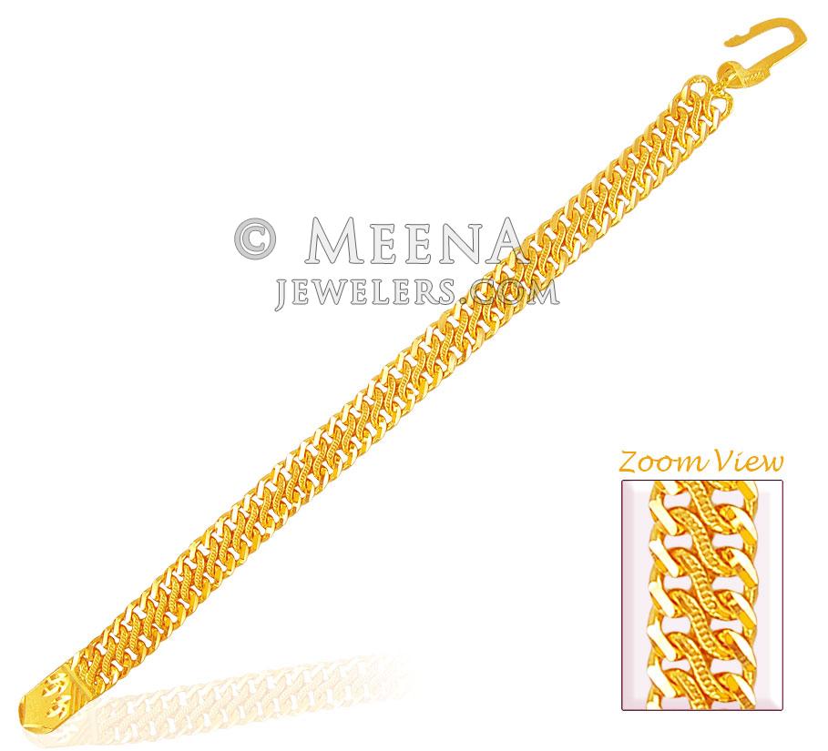 22K Gold Flat Bracelet BrMb17568 Stylish 22K Gold Bracelet designed