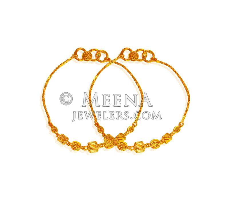Gold Beads Baby Bracelet BaBr19595 22K Gold baby Bracelets(Pair