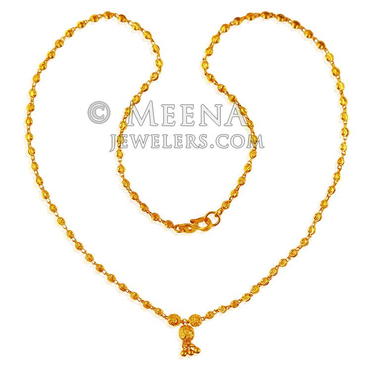22Kt Gold Dokia Chain - ChFc21591 - 22Kt Gold dokia chain is designed ...
