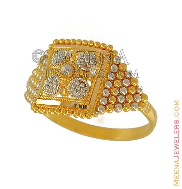 22K Gold Two Tone Ring RiLg6504 22K Gold fancy ring with filigree