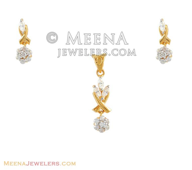 Singnity pendant set - PsFc5159 - Gold signity three piece pendant and ...