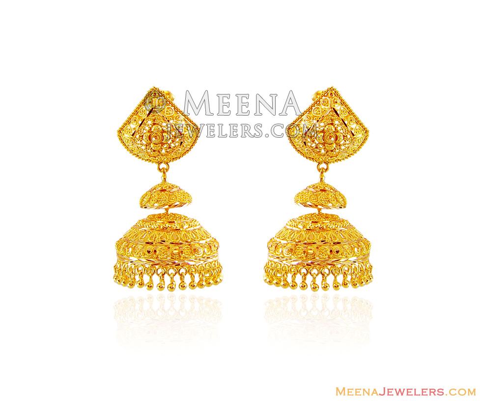 Blue - Handcrafted Fabart GS Jhumki Earrings 25
