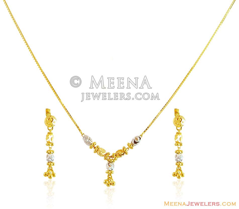 Fancy Light Weight 2 Tone Set 22k StLs15448 22k Gold Light Weight