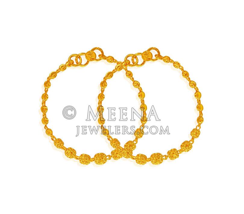 22K Gold Baby Bracelets 2PC BaBr19602 22K Gold baby Bracelets(Pair