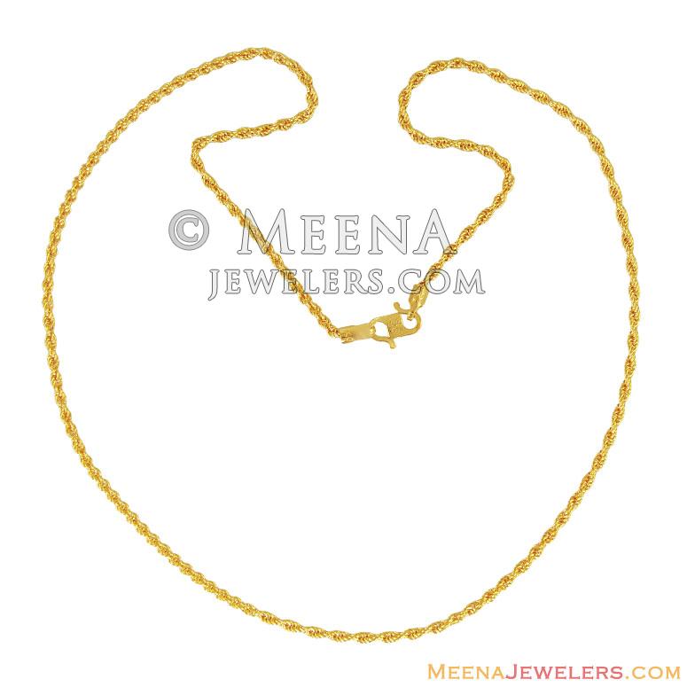 22Kt Light Rope Chain (16 Inch) - ChPl11873 - 22k yellow gold light ...