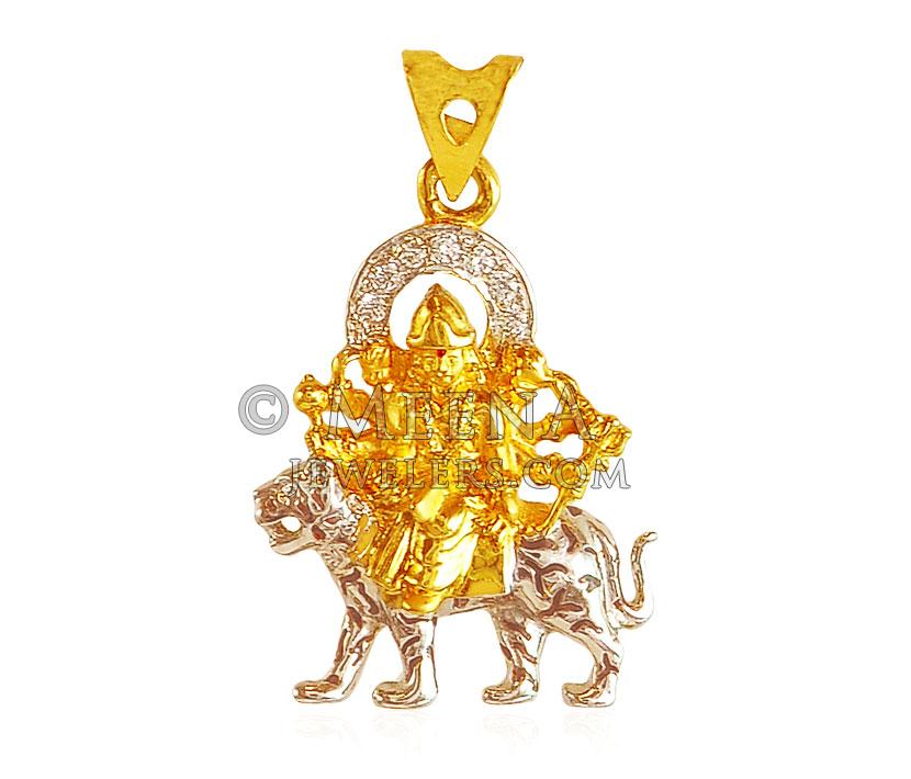 22k Gold Ambe Maa Pendant PeMd19349 22K Gold pendant is designed