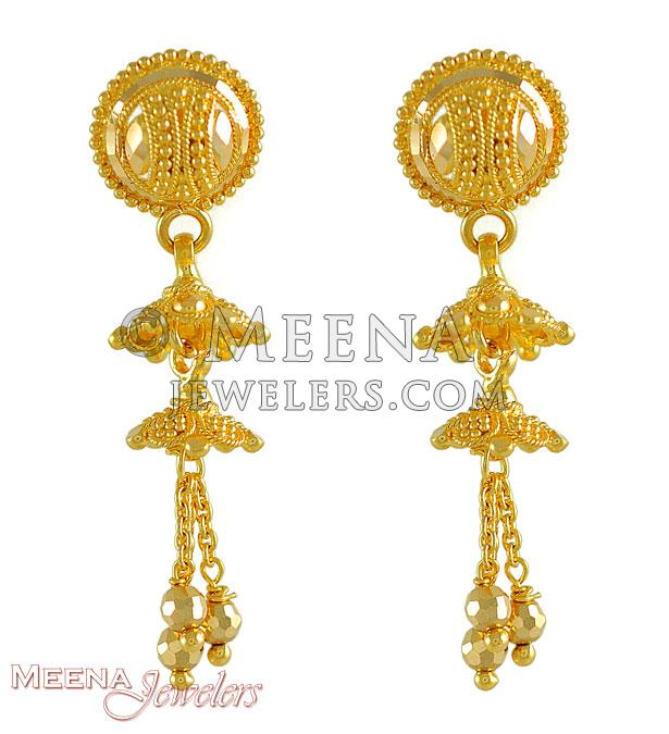 22Kt Gold Fancy Earrings ErFc3580 22Kt Gold Fancy Earrings with