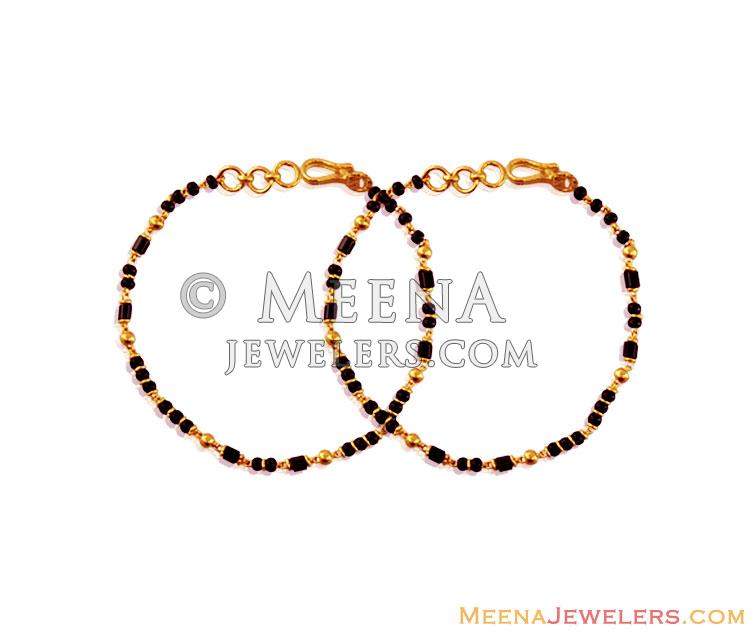 22K Gold Black Beads Bracelet BaBr16879 Fancy 22K Gold Bracelet