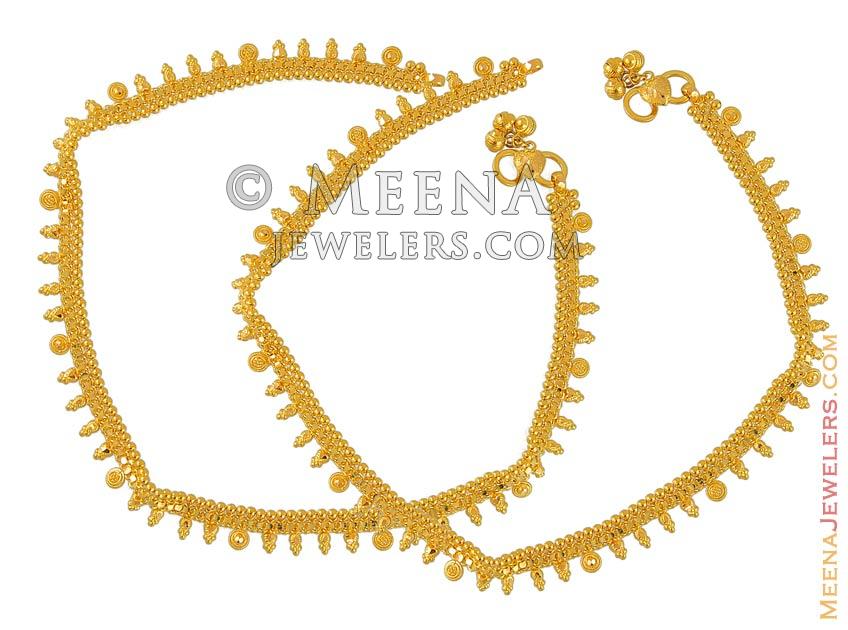 22K Gold Anklets (1 Pair) - GaPa6937 - 22k gold Anklets(1 pair)is ...