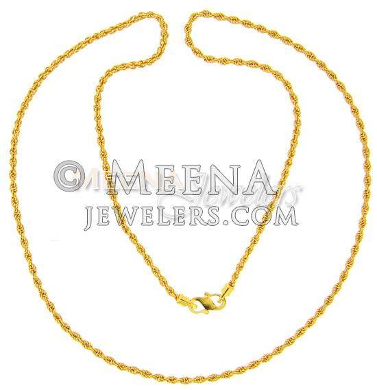 22 Kt Gold Chain - ChPl571 - 22 Kt Gold Rope Style Gold Chain.