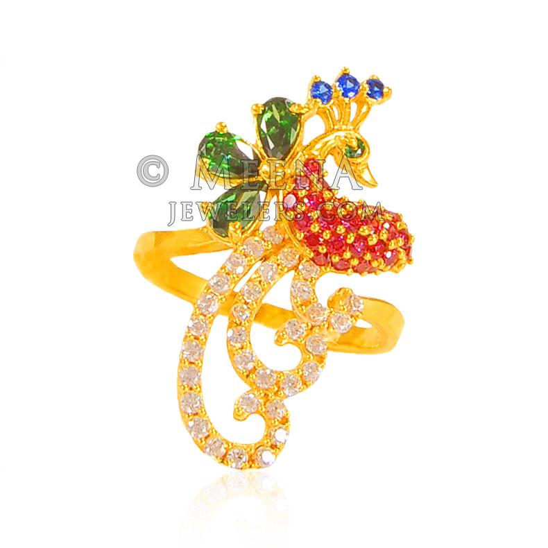 22K Gold Fancy Peacock Ring RiLs23938 22K Gold Peacock Ring