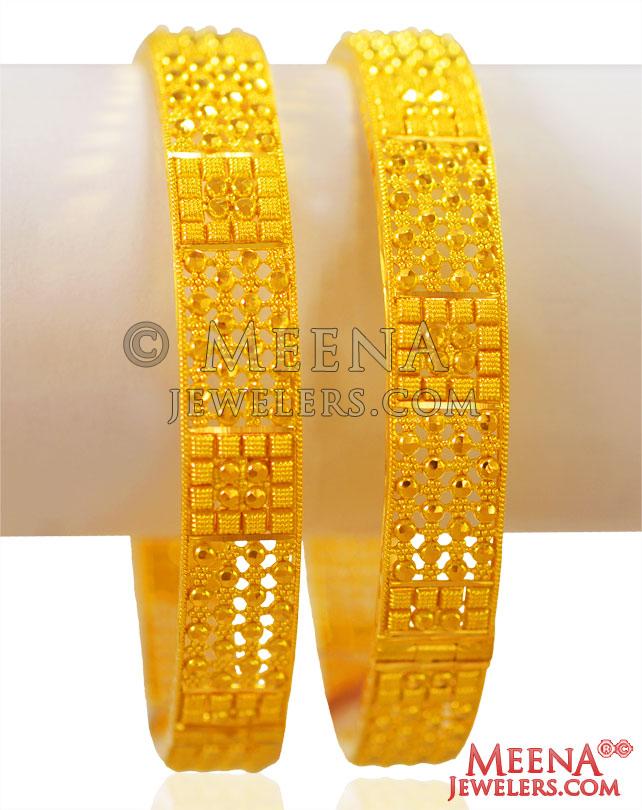 22Kt Gold Bangles (2 Pcs) - BaGo25924 - 22Kt Gold Machine Bangle (2 Pcs ...