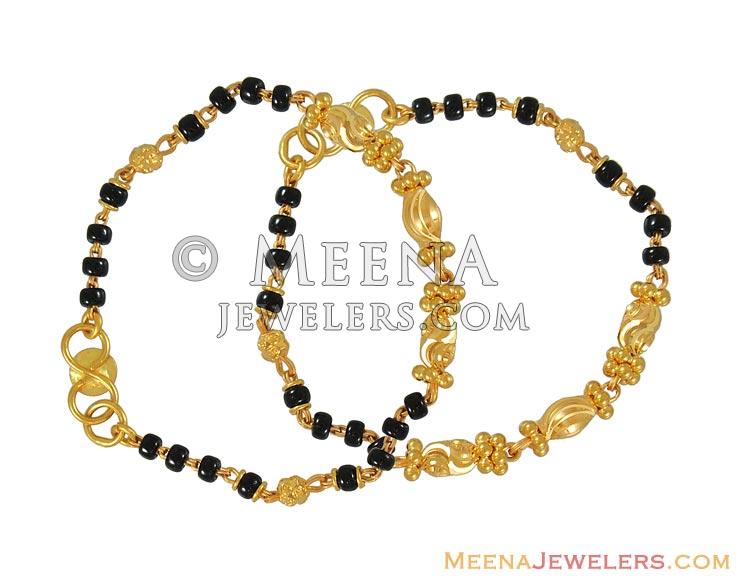 Gold kids bracelets (22k gold) BaBr6725 Beautifully beaded 22k gold kids bracelets (2 pcs
