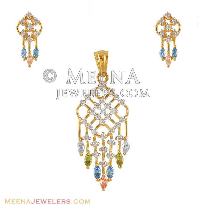 22Kt Gold Fancy Pendant Set - PsFc4780 - US$ 2,712 - 22Kt Gold Fancy ...