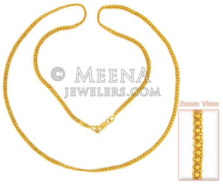 22K Gold Fancy Chain (25 Inch) ChMe3796 22k Gold long Chain with