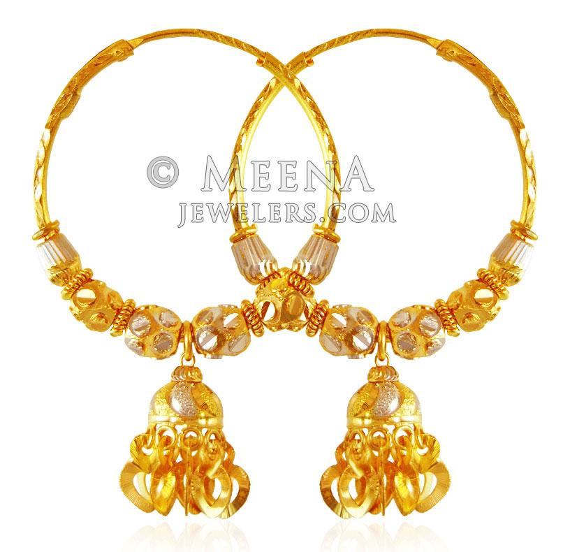 22K Gold Balls Hoop Earrings ErHp21893 22K gold Hoop earrings are