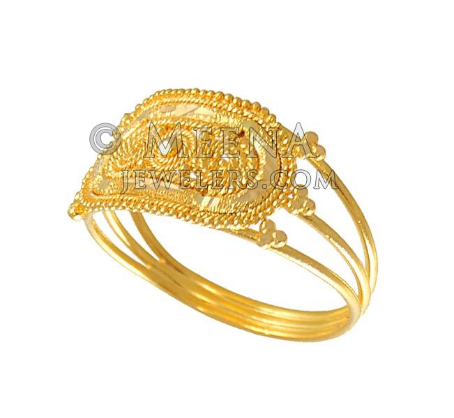 22Kt Ring with Diamond Cutting - RiLg4374 - 22Kt Gold Indian Designer ...