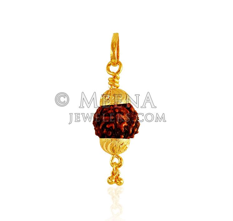 22 Karat Gold Rudraksha Pendant PeOm21414 22k Gold Pendant is designed with rudraksha in
