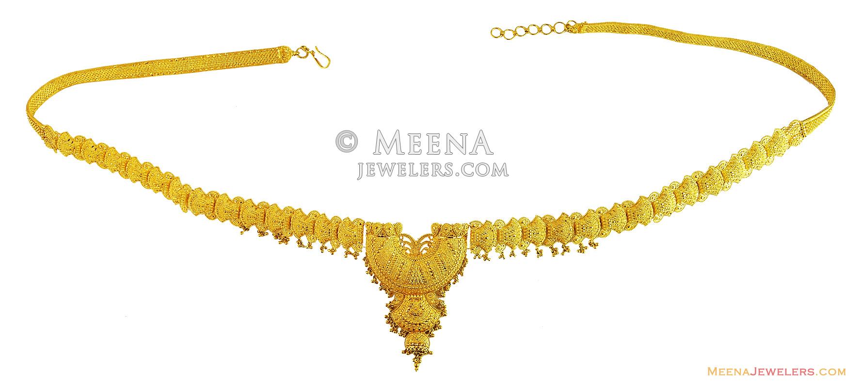 22K Gold Filigree Waist Belt MsKp14098 22K Gold Vaddanam (waist