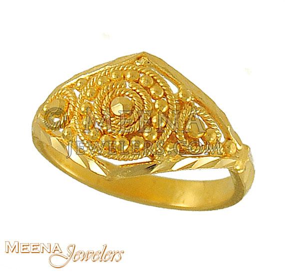Baby Girl Gold Ring BjRi3387 22kt Baby Girl Gold Ring with Filigree