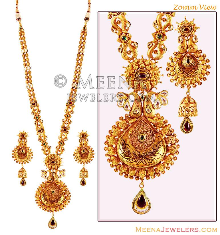 Bridal Antique Necklace Set(22k) StBr16458 Gold indian bridal