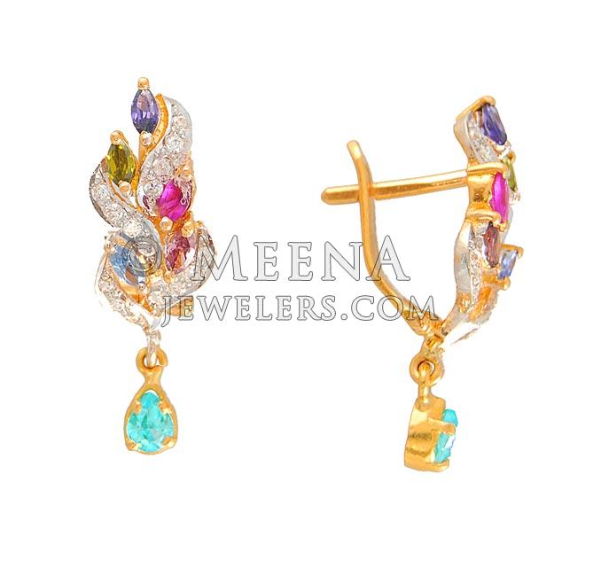 Gold Fancy Clip On Earrings ErCl4035 22Kt Gold two tone Clip On