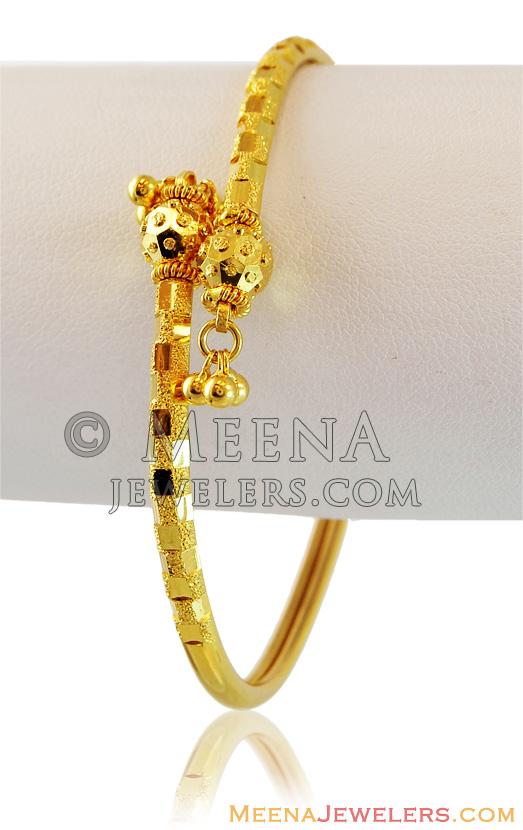 Gold 22k Cuff Style Kada BaKa14662 22k Gold Fancy Ladies Bangle