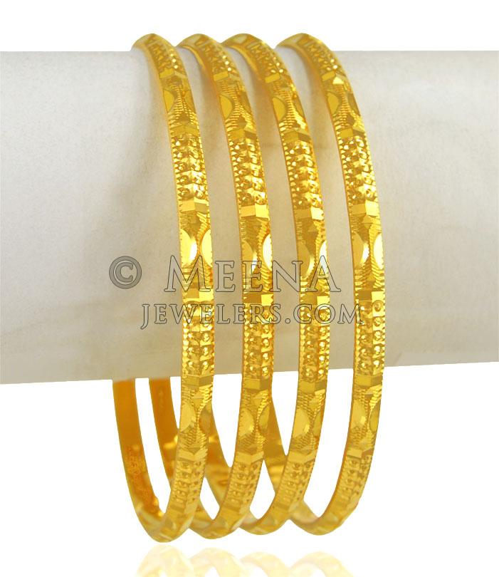 22kt Gold Machine Bangles (4 Pcs) - BaGo24443 - 22kt Gold bangles (4PCs ...