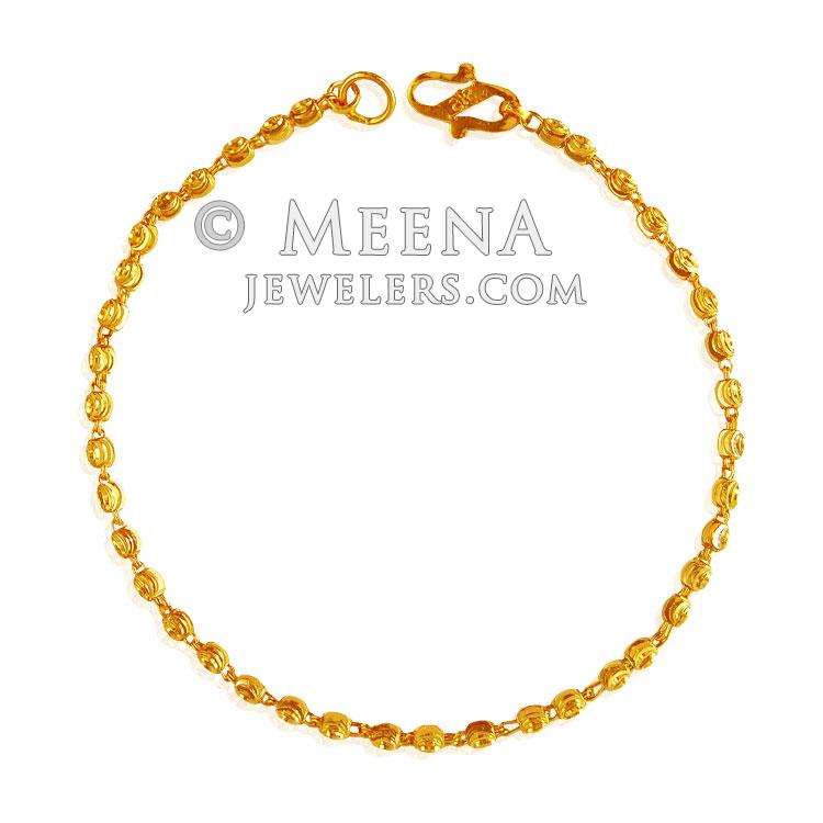 22 Karat Gold Bracelet brla20542 22K Gold bracelet is designed with beaded Gold balls in an