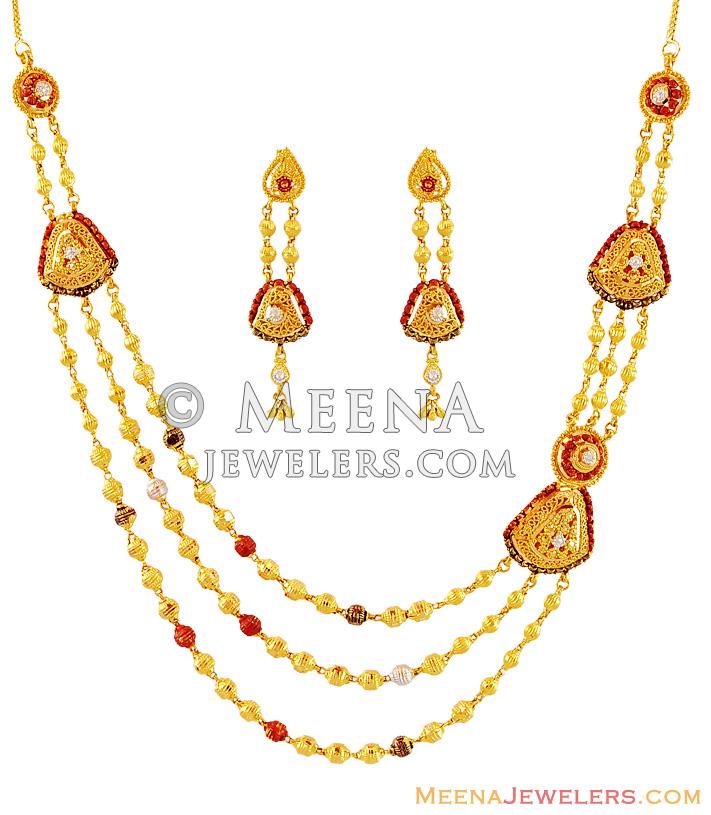 Exclusive Layered Gold Necklace Set StGo16054 Exclusive 22K Gold