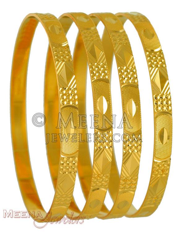 22Kt Gold Bangles BaSt3726 22Kt Gold Bangles (set of 4) with