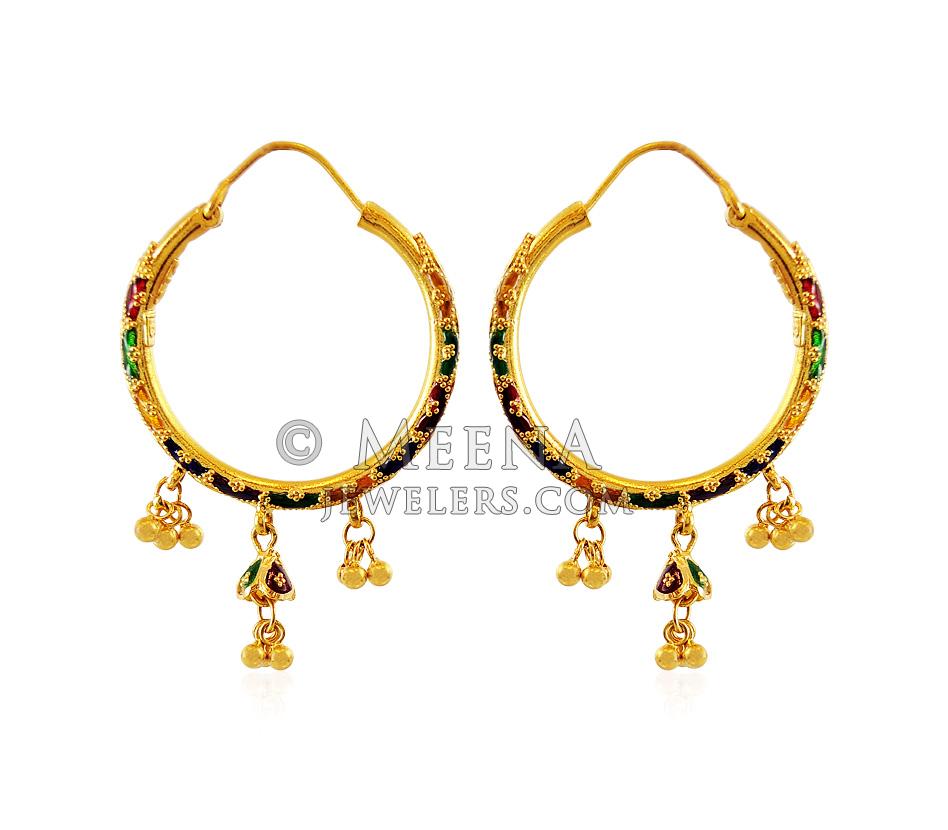 Indian Design 22K Hoop Earrings ErHp18317 22Kt Gold Hoop Earring or