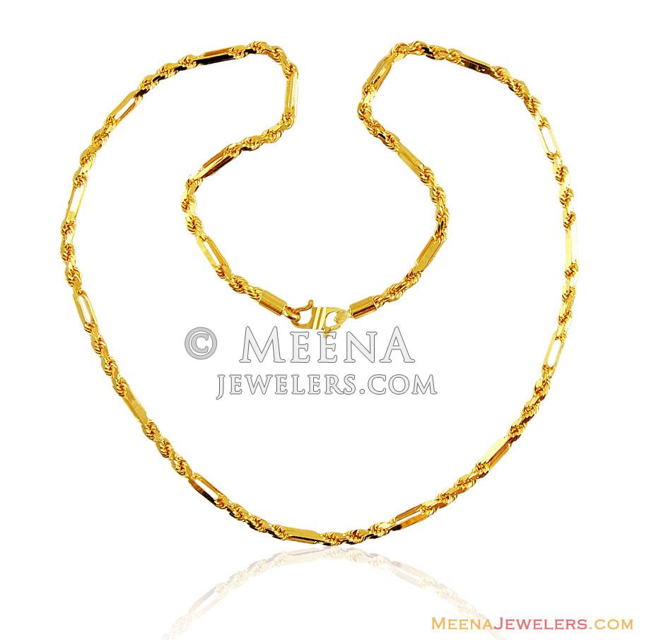 22K Rope Gold Chain - ChPl15331 - 22K Gold Cartier Rope Chain Designed ...