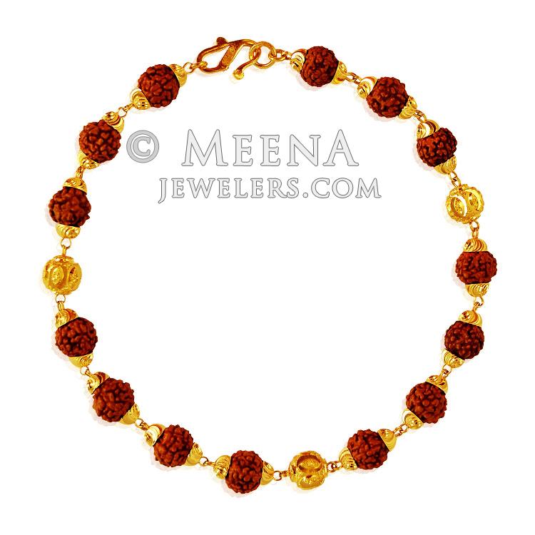 22K Gold Mens Rudraksha Bracelet BrMb21069 22K Gold Men's Bracelet