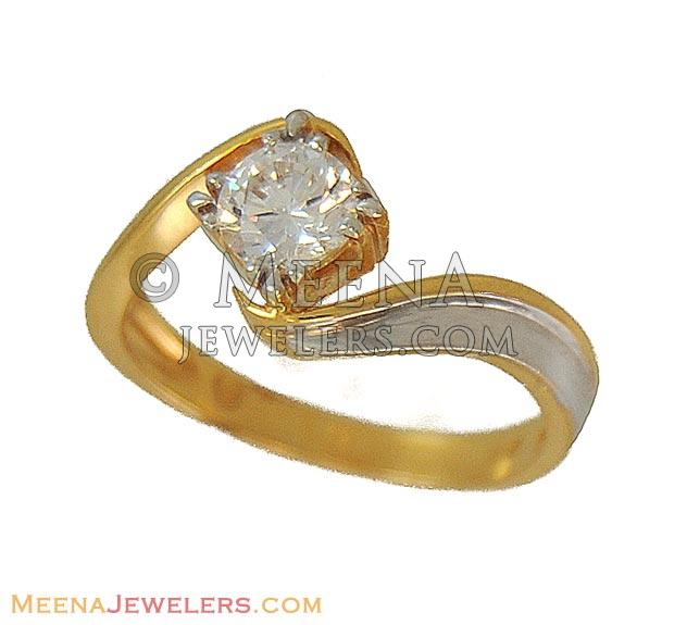 Gold Solitaire Ring (Star Signity) - RiLs10027 - 22Kt Gold Solitaire ...