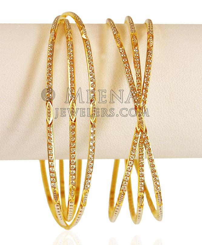 22K Gold Rhodium Bangles (2PCS) - BaSt20989 - 22k Gold Bangles are ...